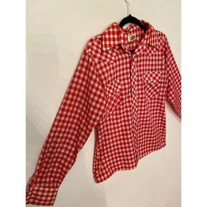 Vintage Men's Red White Pearl Snap Western Shirt